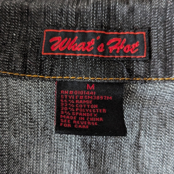 Vintage Y2K Dark Wash Denim Military Style Top by What's Hot Size M - Picture 6 of 7